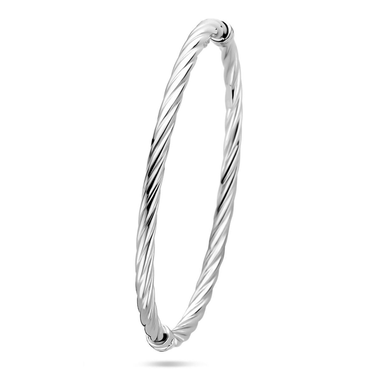 Zilveren bangle met gedraaid design – gerhodineerd 925 zilver, 61 mm diameter