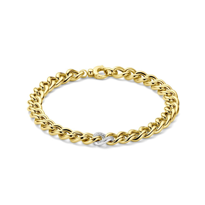 14k Bicolor Geel- en Witgouden Armband met Diamant