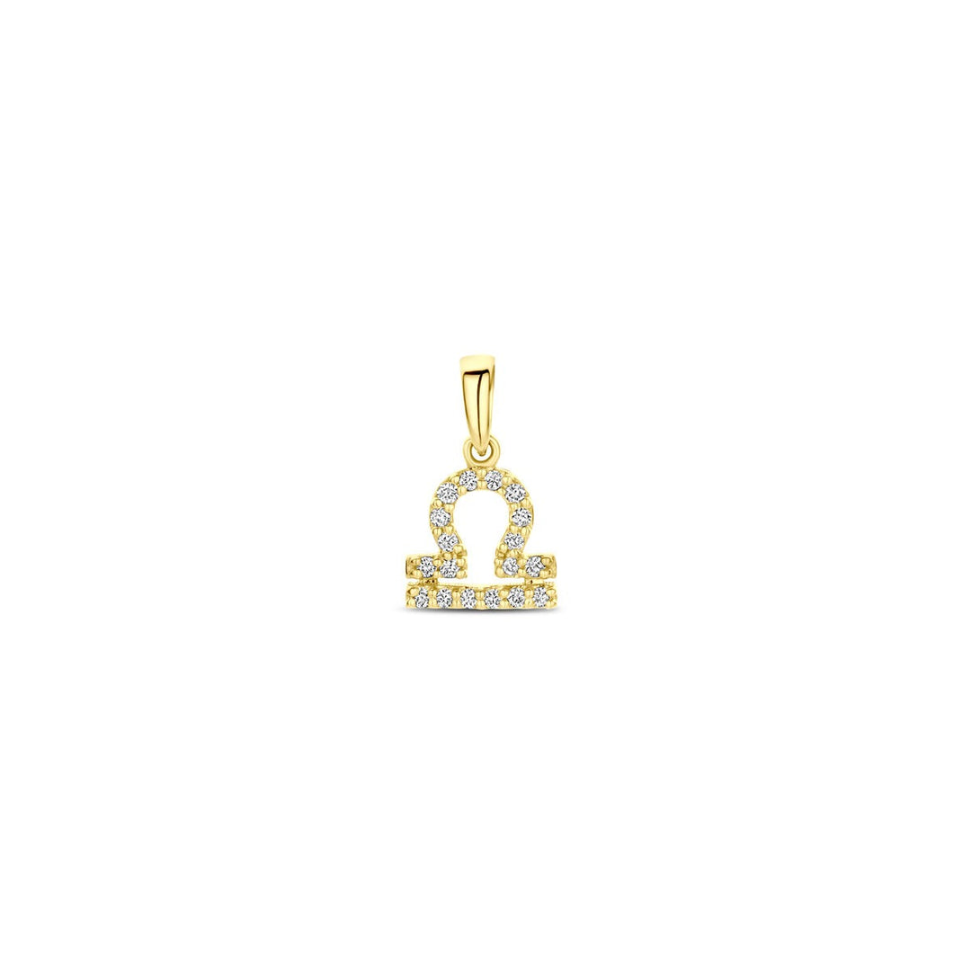 14k geelgouden sterrenbeeld hanger met diamant