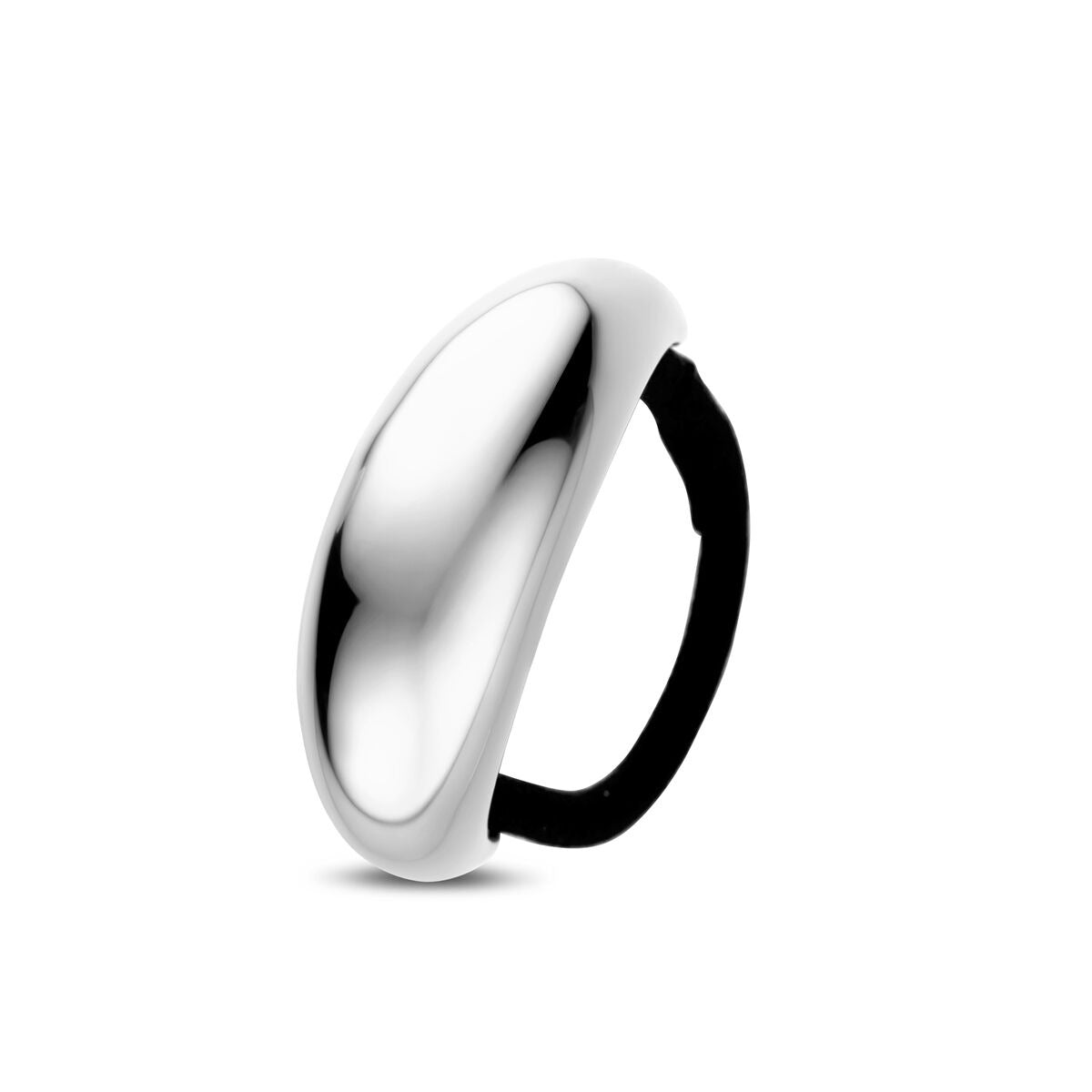 Zilverkleurige stalen hair cuff voor dames met een zwart accent.