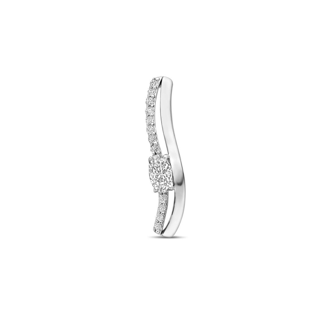 Zilveren hanger met zirkonia in staafvorm – gerhodineerd 925 zilver, 21 mm hoog
