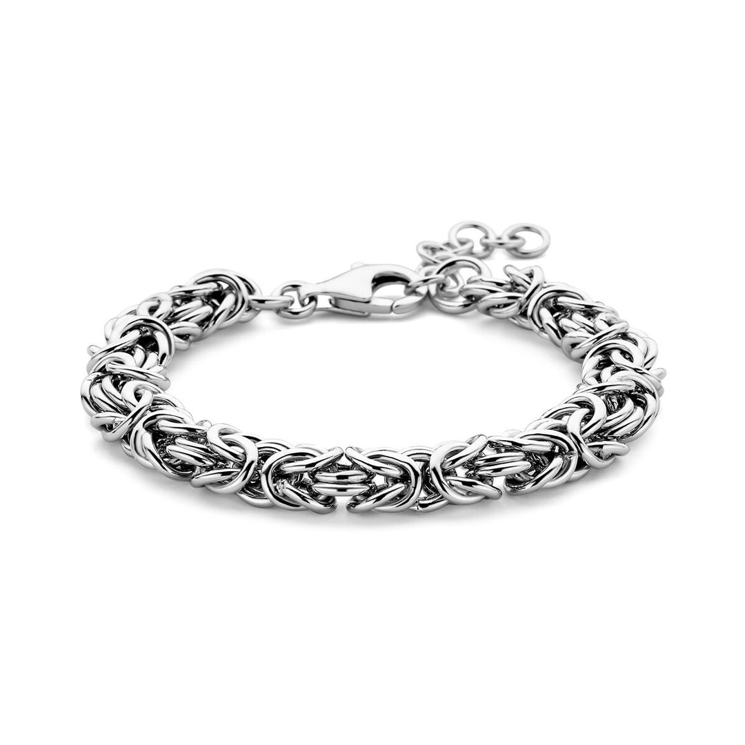 Gerhodineerd Zilveren Koningsschakel Armband – 10mm Breed