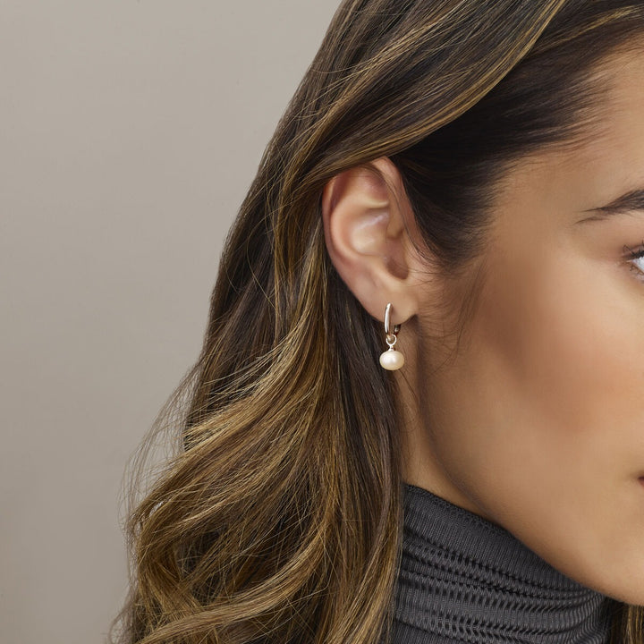 Zilveren oorringen met parel 925 gerhodineerd – 23 mm