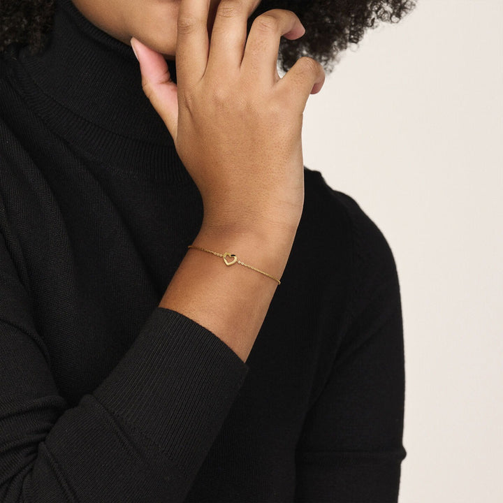 Gouden dames armband met open hartje – 14k