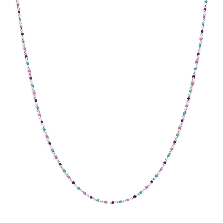 Gerhodineerd Zilveren Kindercollier met Emaille Bolletjes – 36-40cm