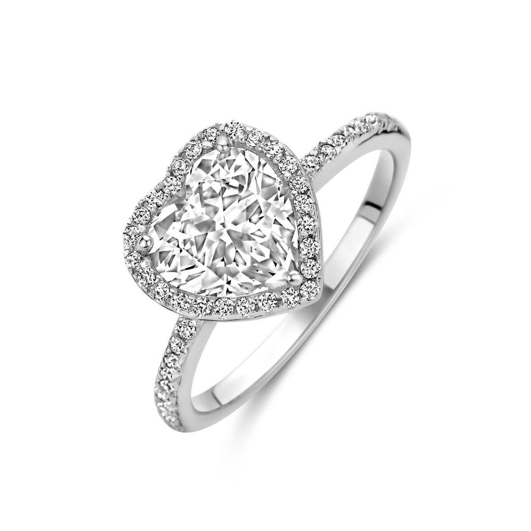 Zilveren dames ring – hartvorm met zirkonia