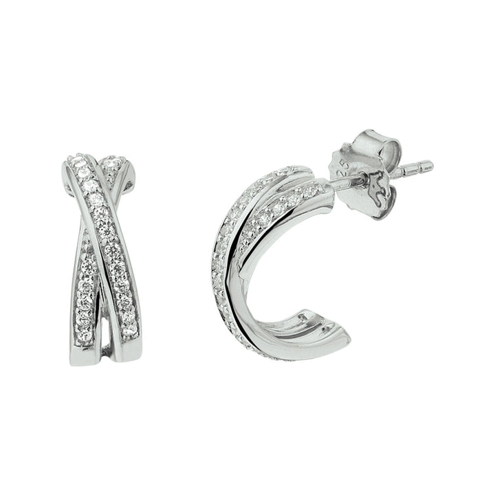 stud earrings zirconia silver rhodium plated