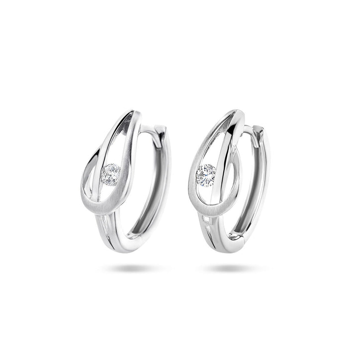 925 Gerhodineerd Zilveren Klapoorringen met Zirkonia