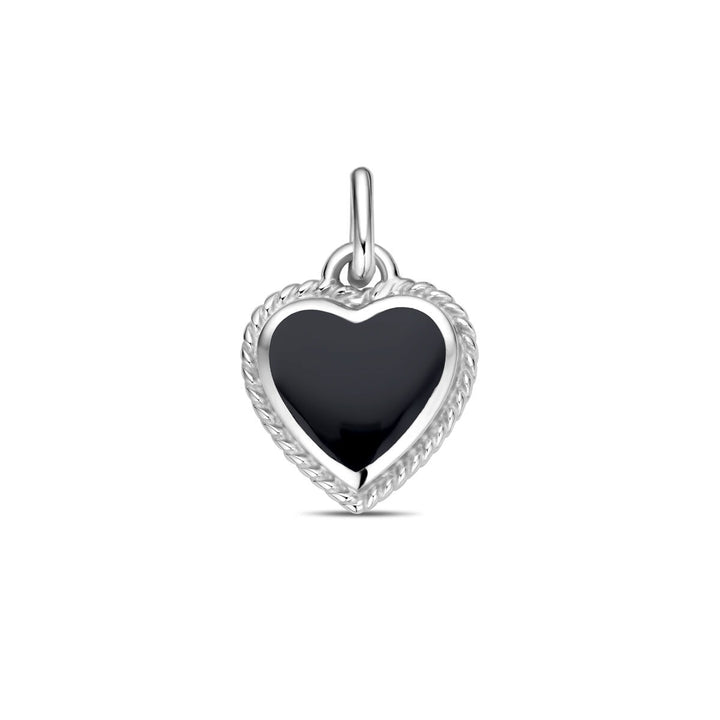 pendant heart onyx silver rhodium plated