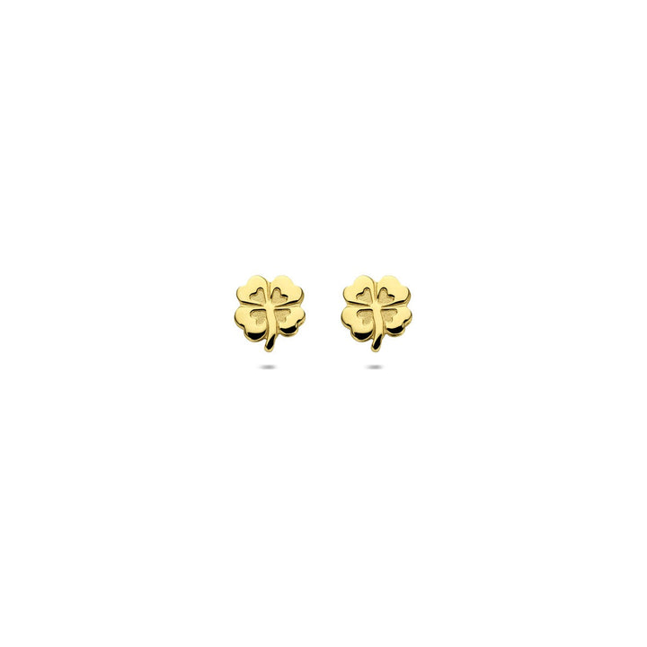 ear studs clover poly/matt 14K yellow gold