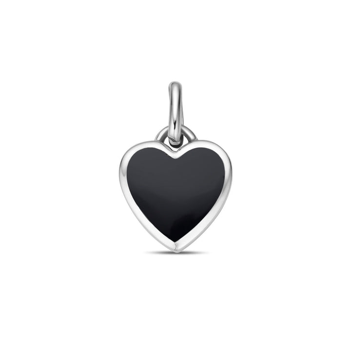 pendant heart onyx silver rhodium plated