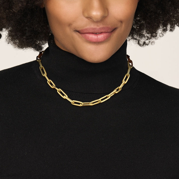 Stalen dames collier met goudkleurige plating – 44,5 tot 49,5 cm