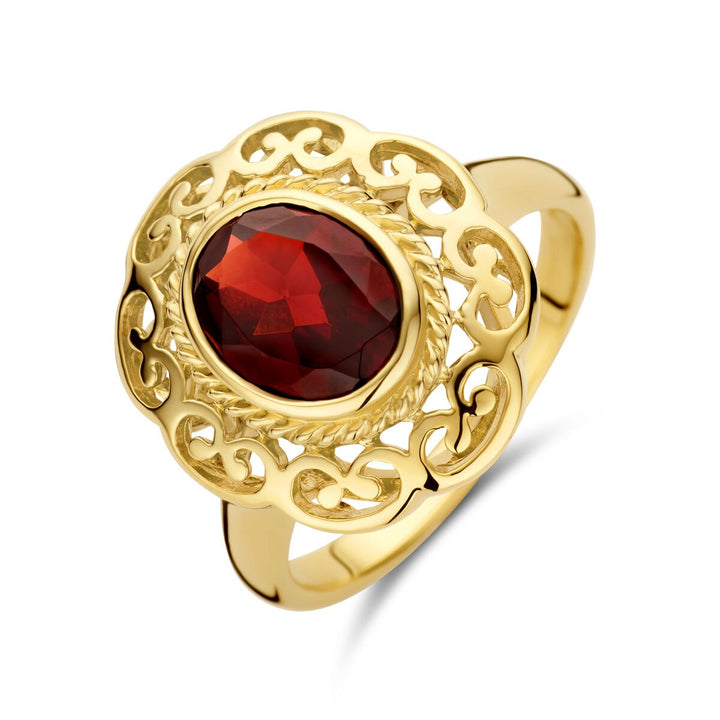 14k Geelgouden Vintage Ring met Granaat