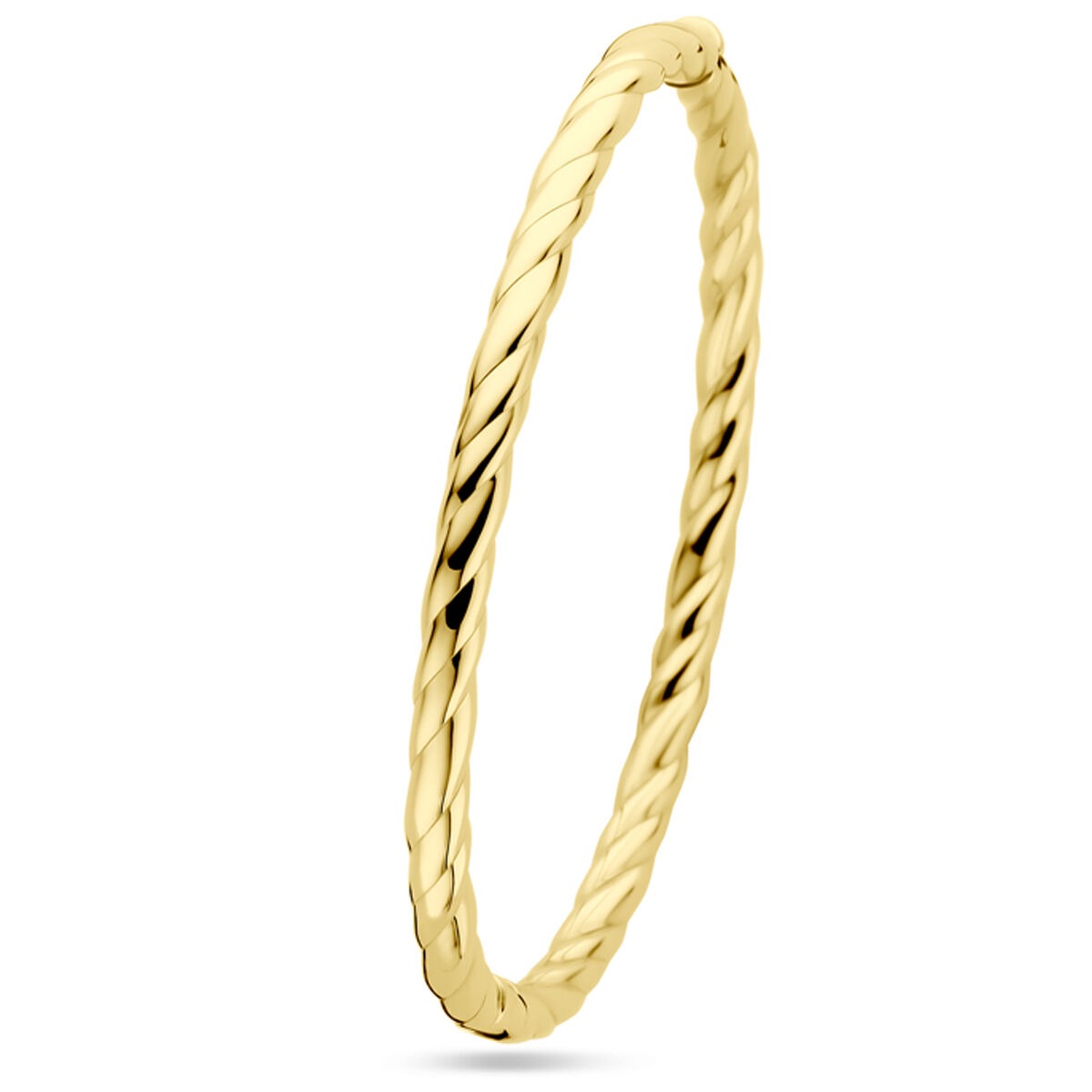 14k geelgouden bangle met gedraaide buis – 4 mm breed, diameter 60 mm