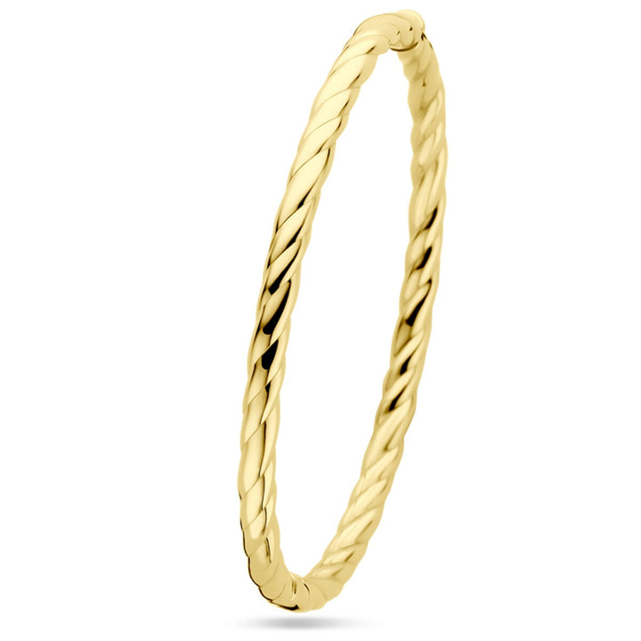 14k geelgouden bangle met gedraaide buis – 4 mm breed, diameter 60 mm