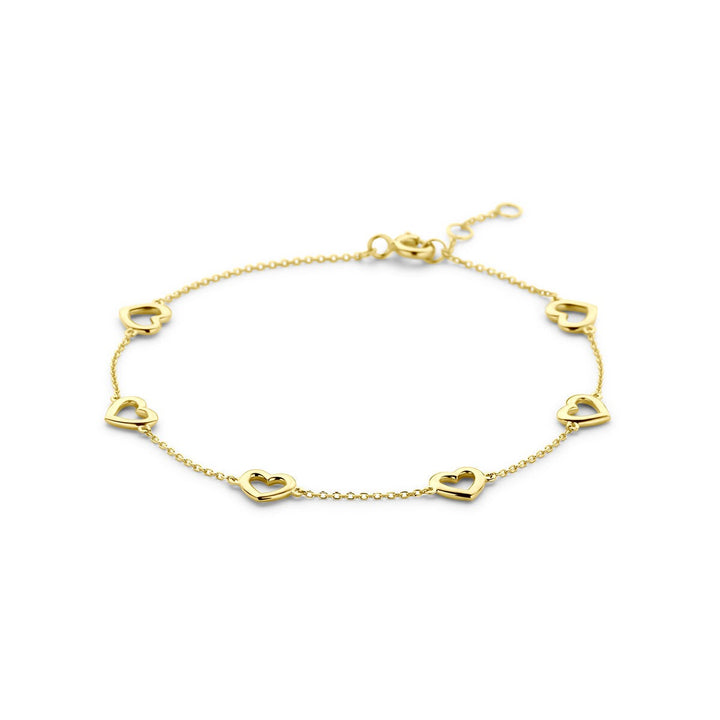 14k Geelgouden Armband met Hartjes – Verstelbaar