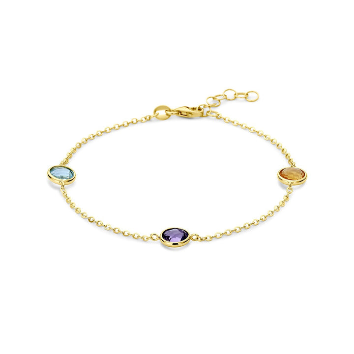 14k Geelgouden armband met citrien, amethist en topaas