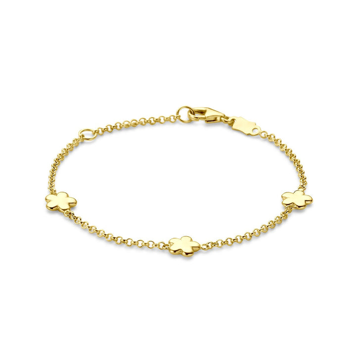 14k Geelgouden Armband met Bloemen