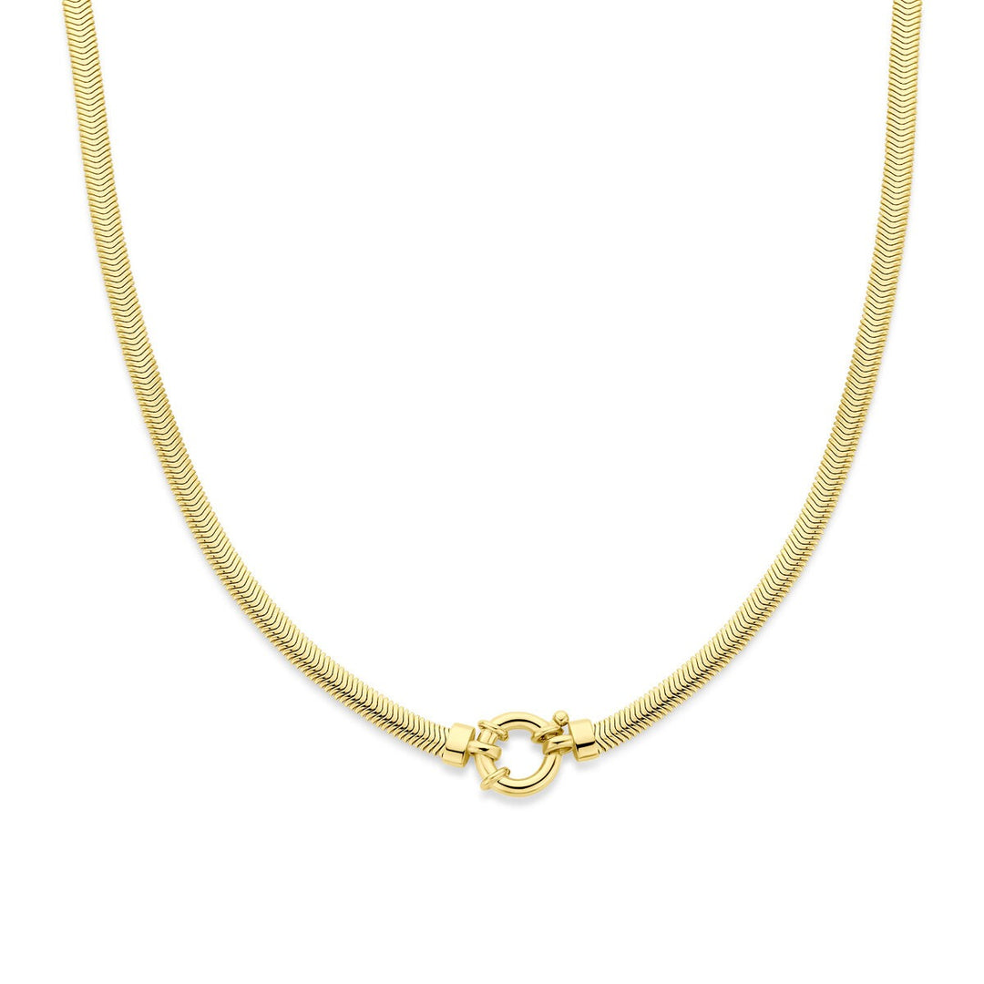 Verguld 925 zilveren ketting slang plat