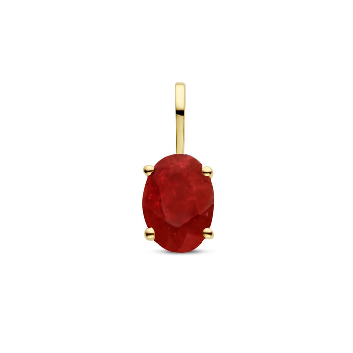 14k geelgouden hanger met robijn – geboortesteen