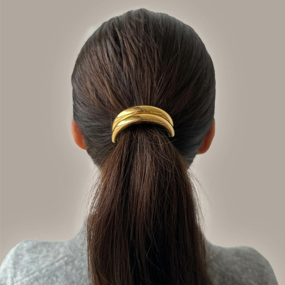 Stalen hair cuff met goudkleurige ion plating – 17 x 53 mm