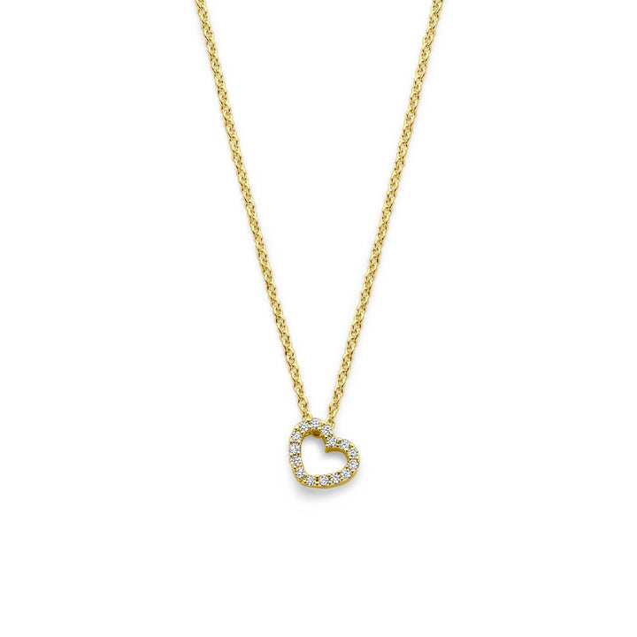 14k Geelgouden Collier met Hartje en Diamant