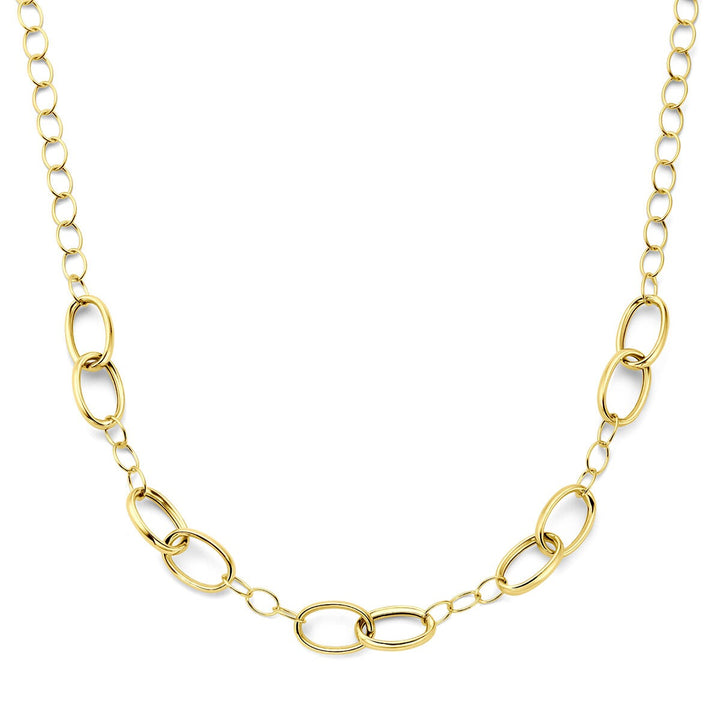 Verguld zilveren dames ketting met brede anker schakels 11 mm 45 cm 3 micron