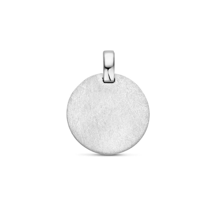 Zilveren graveerhanger – gerhodineerd 925 zilver met ijsmatte afwerking
