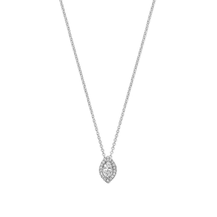 14k Witgouden Collier met Diamant