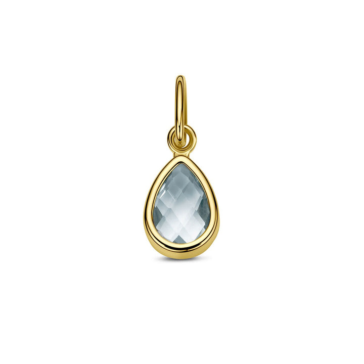 14k Geelgouden hanger met blauwe topaas