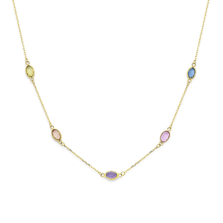 14k Geelgouden Collier met Synthetische Edelstenen