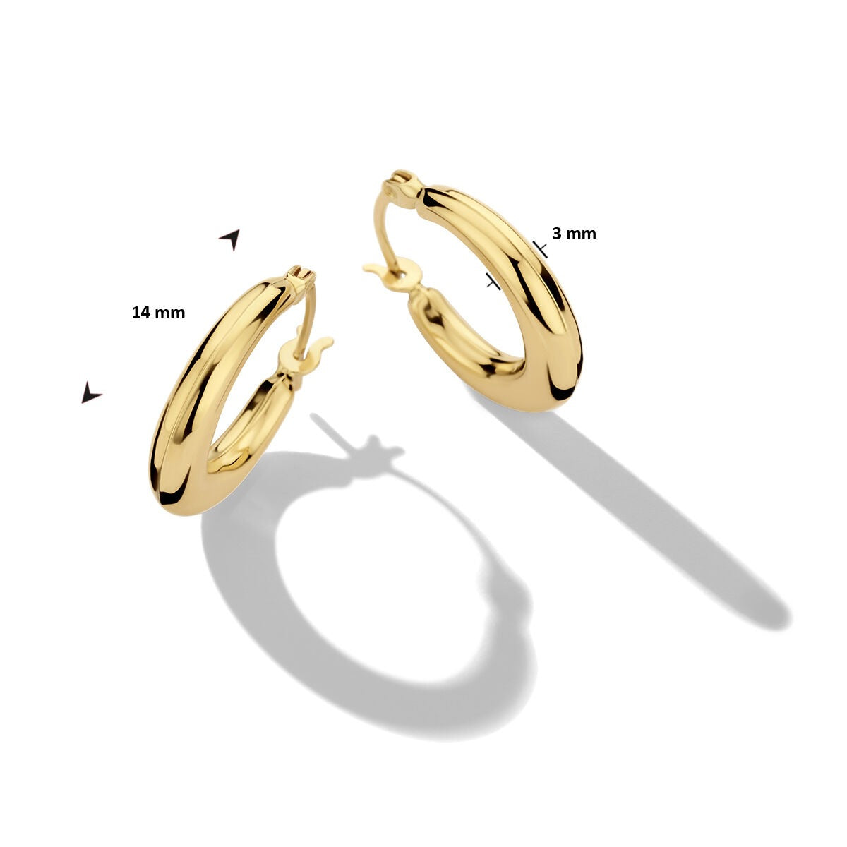 14k Geelgouden oorringen 14 mm