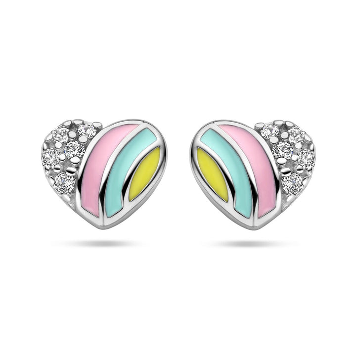 925 Gerhodineerd Zilveren Oorknoppen Hart met Zirkonia