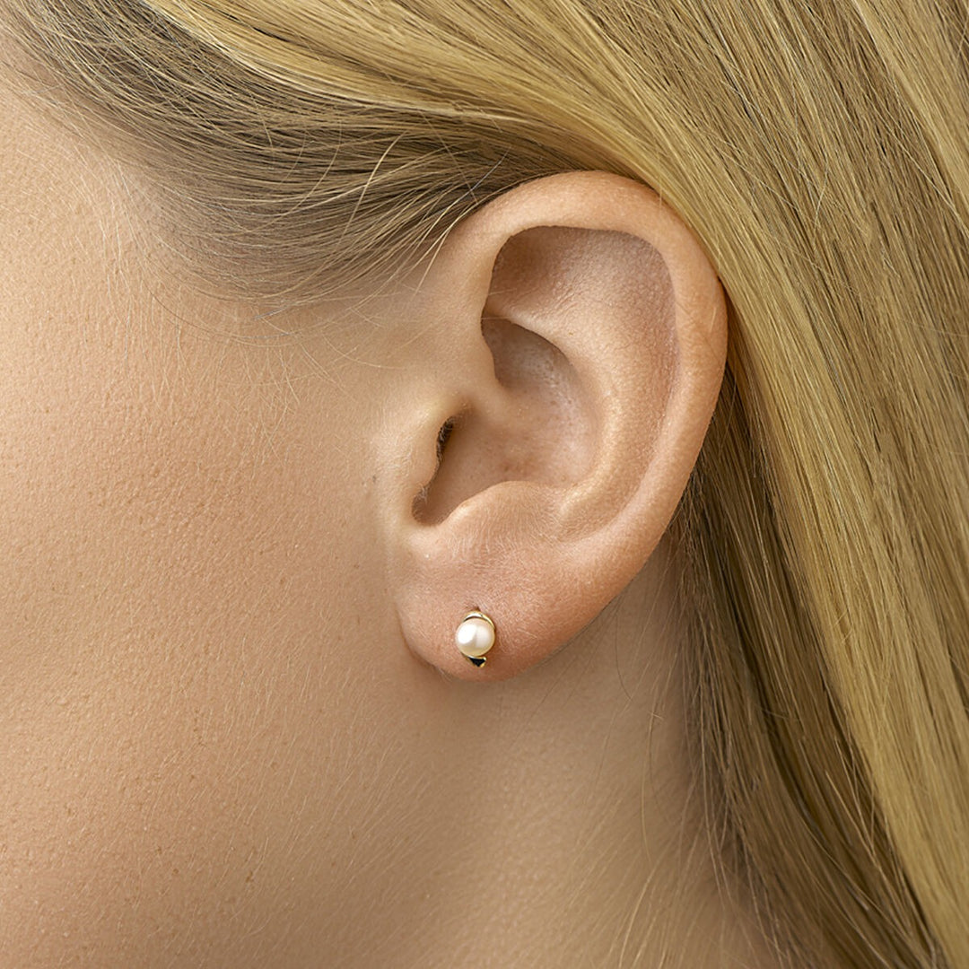 pearl ear studs 14K yellow gold