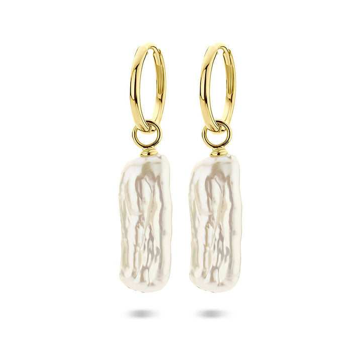 Verguld zilveren oorringen met parel – 38 mm