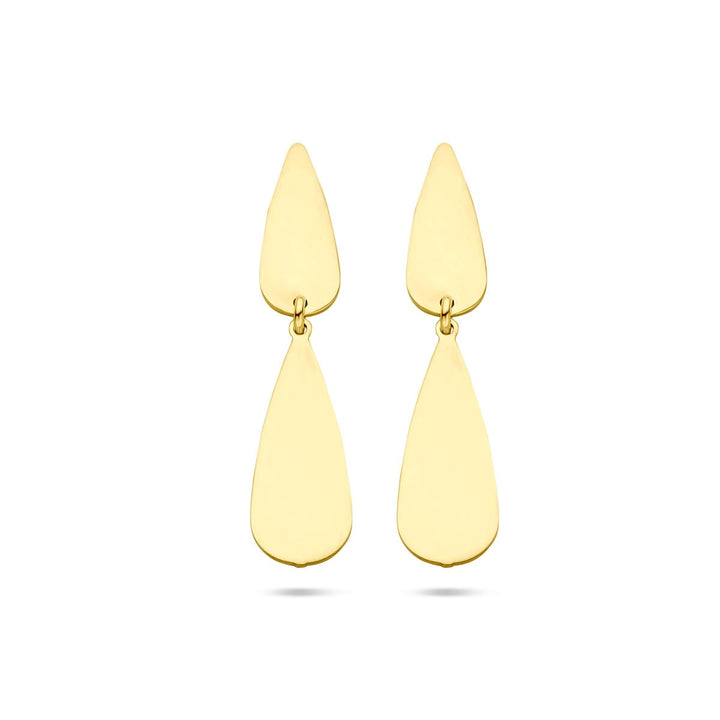 14k geelgouden oorhangers met druppelvorm – 30 mm