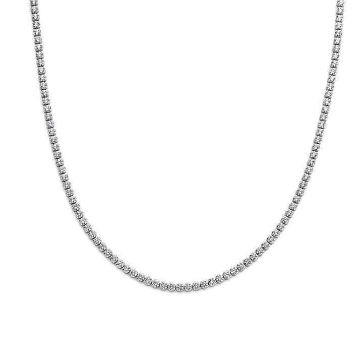 Zilveren ketting met zirkonia en fantasie schakel