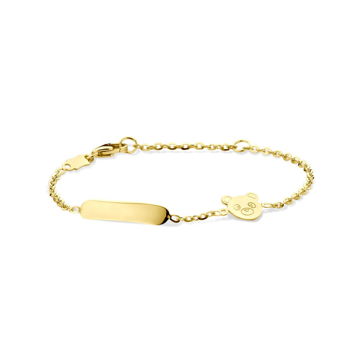 14k Geelgouden kinder graveerarmband met beertje