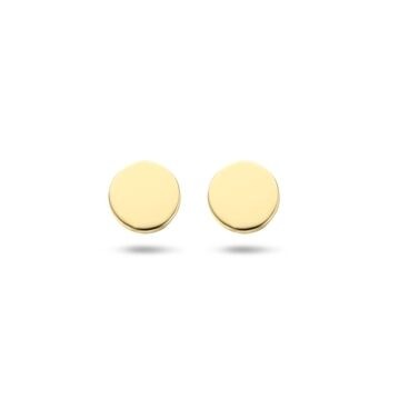 Ronde gouden oorknopjes van 9 karaat met een gepolijste afwerking.