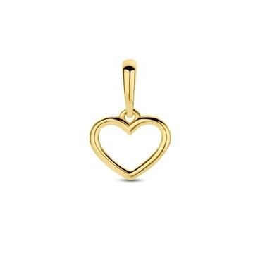 Geelgouden hartje hanger met een open ontwerp en een glanzende afwerking.