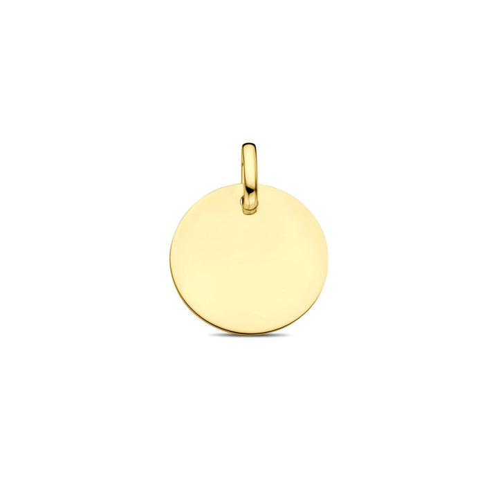 9k Geelgouden Graveerhanger Rond – 18 mm