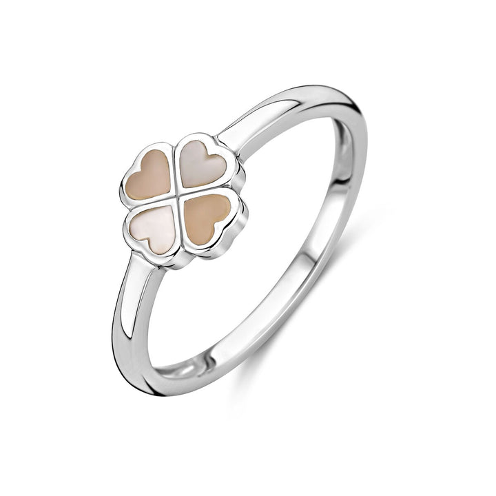 Ring Kleeblatt Perlmutt Silber rhodiniert