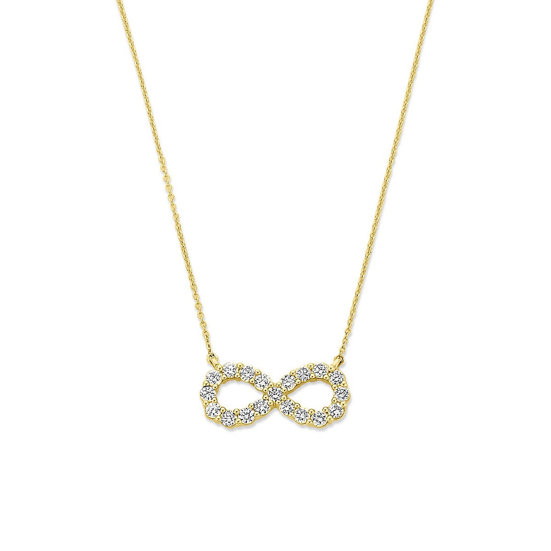 14k Gouden ketting met infinity hanger en lab grown diamant