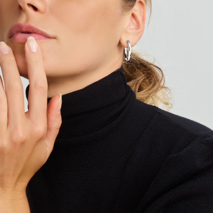 Zilveren klapoorringen dames – gerhodineerd 925 zilver 28x4 mm