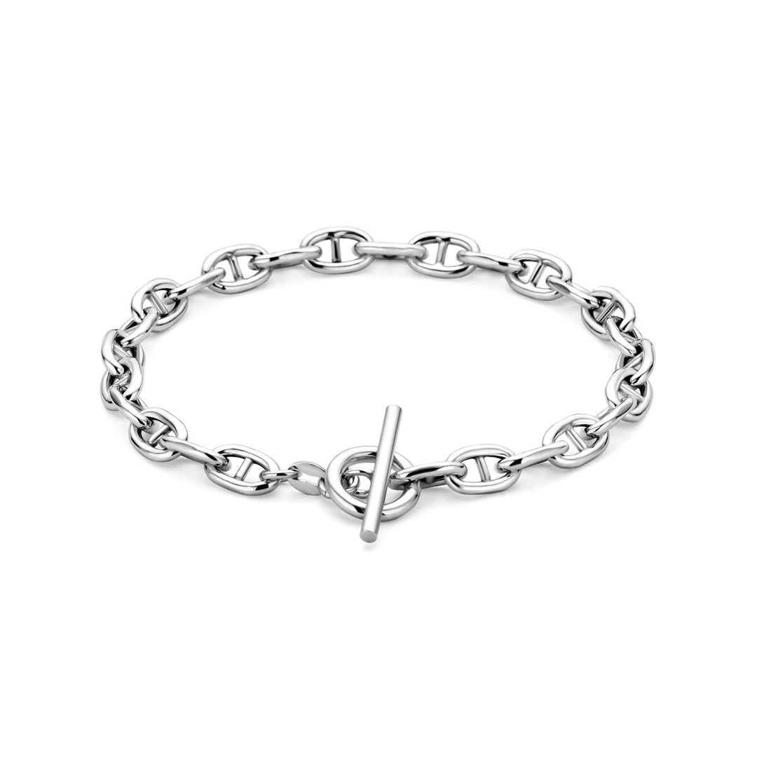 Zilveren dames armband – gerhodineerd anker collier met kapittelslot