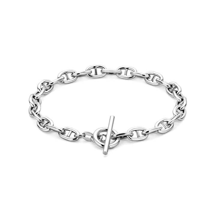 Zilveren dames armband – gerhodineerd anker collier met kapittelslot