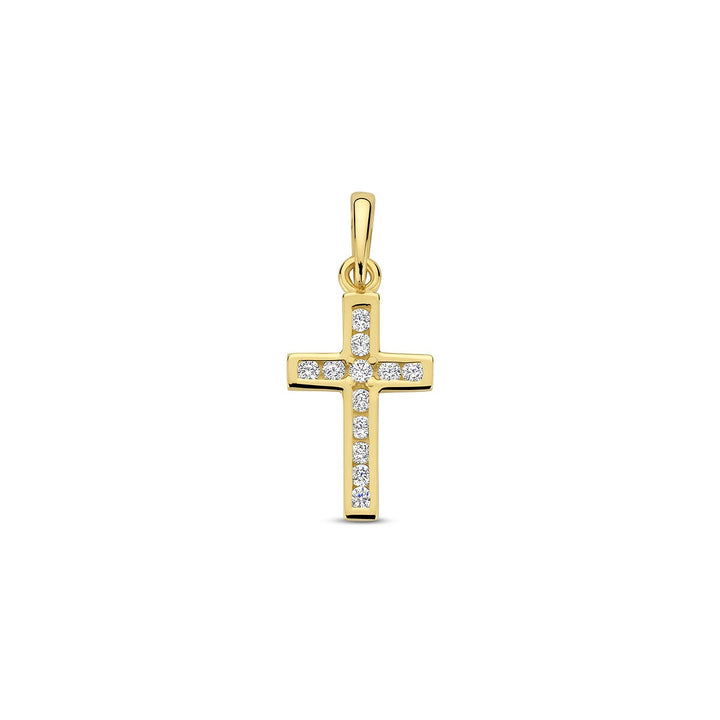 Anhänger Kreuz und Zirkonia 14K Gelbgold 