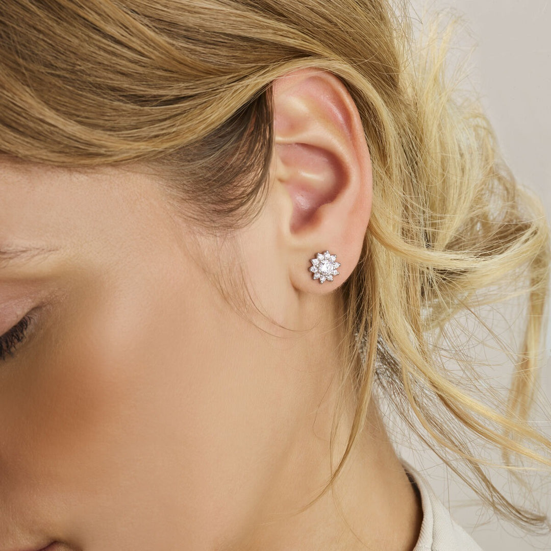 erhodineerd 925 Zilveren Oorknoppen met Zirkonia – 8mm Briljant Zirkonia voor Dames