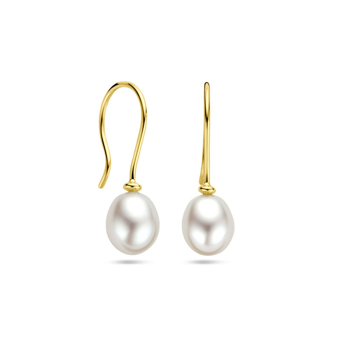 9k geelgouden oorhangers met zoetwaterparel