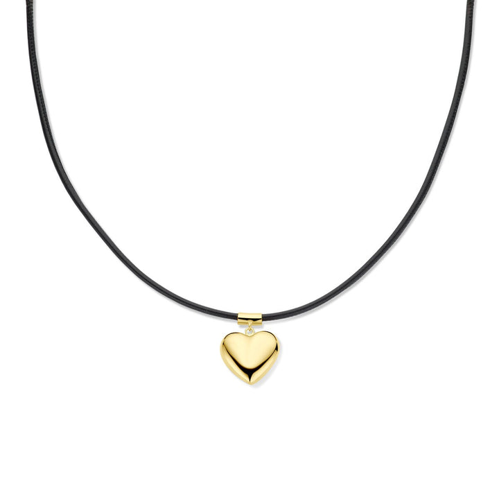 Geelgoud Verguld Zilveren Collier met Hartje